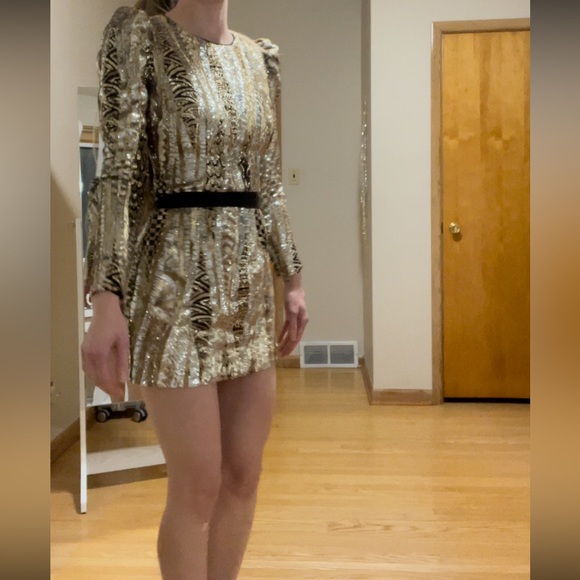Gold Sequin Marciano Dress - Picture 12 of 16